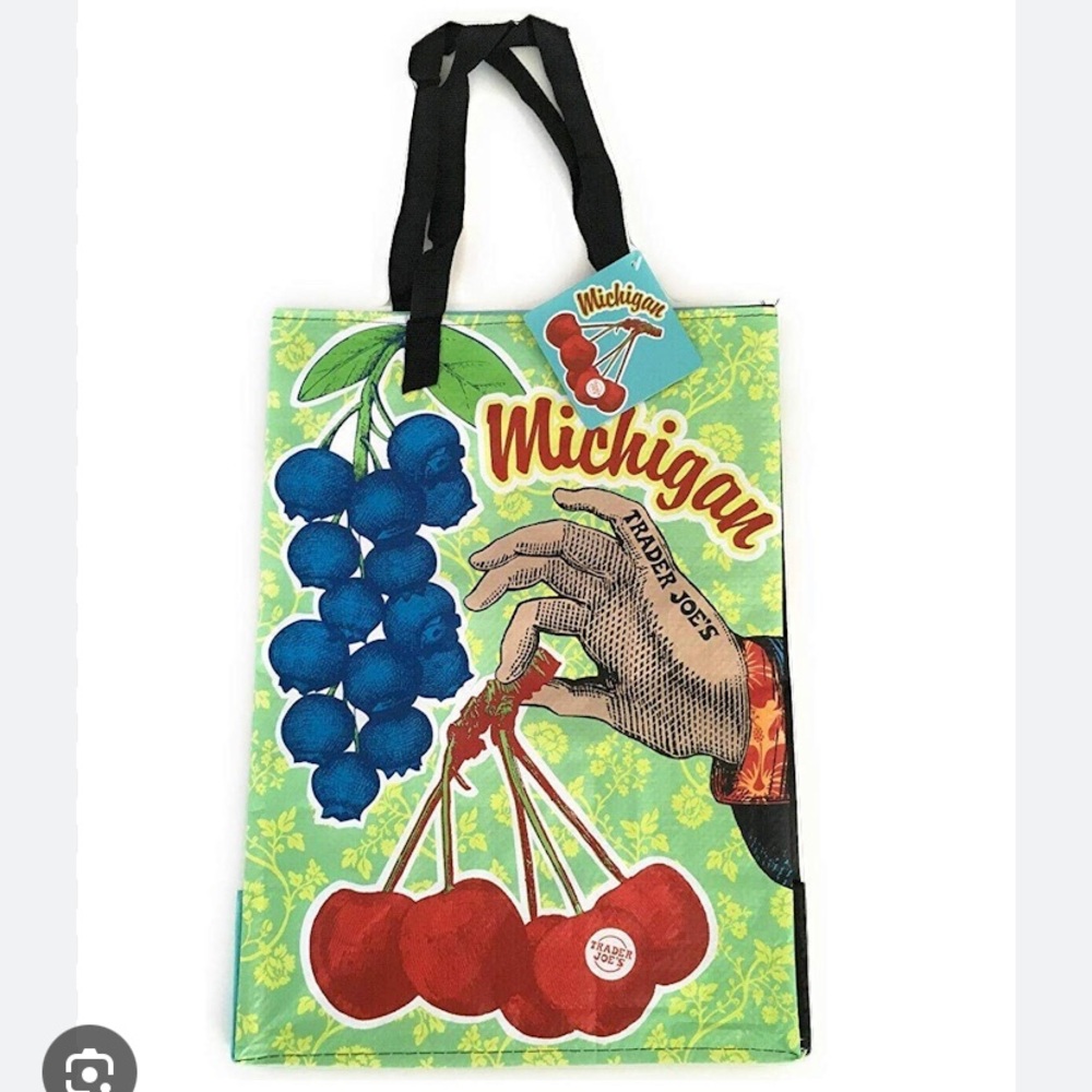 NWT trader joe’s Michigan cherry large reusable bag NEW